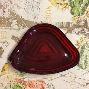 Red Depression Glass style Dish